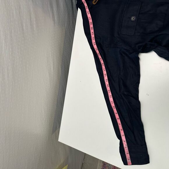 Vintage Lauren Ralph Lauren Linen Utility Jacket Navy Womens L Hooded Coastal - Picture 8 of 13